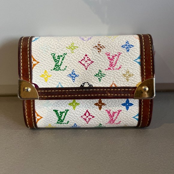 Louis Vuitton White Multicolore Porte Monnaie Plat Coin Purse - Picture 1 of 9
